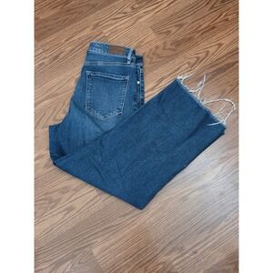 Carly Jean Los Angeles Becker Wide Leg Raw Hem Jeans Blue Wash Size 7 High Rise